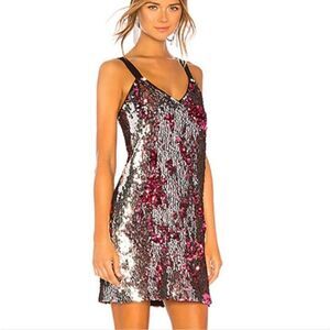 Tanya Taylor Becca Dress in Hot Pink sequins